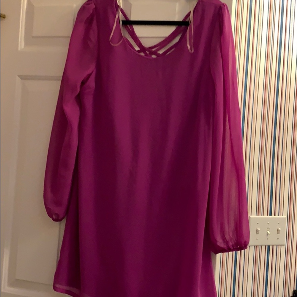 Purple shift dress flowy flattering size L